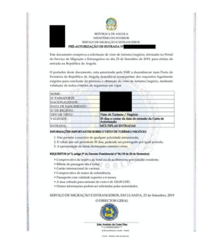 Angola-Visa example